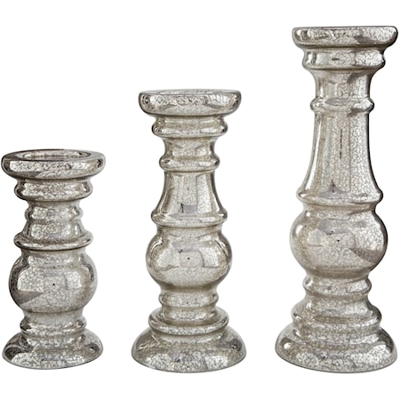 Rosario Silver Finish Candle Holder Set