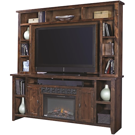 84" Fireplace Console with Hutch