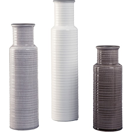 Deus Gray/White/Brown Vase Set